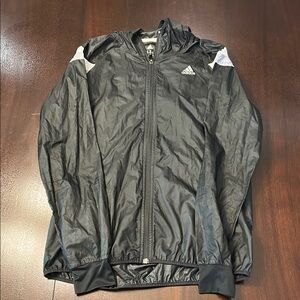 Adidas Black Windbreaker Jacket Lightweight Athletic Design